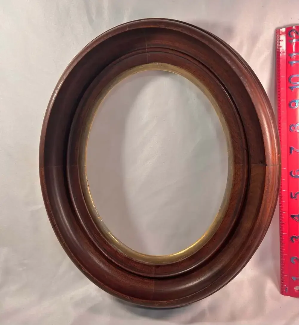 Antique Oval Walnut Grain Gold Accent Deep Frames with Glass 13x11